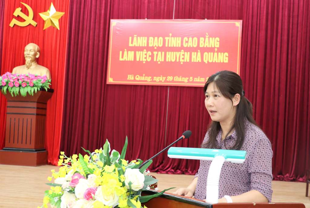 Lãnh đạo huyện Hà Quảng báo cáo tại buổi làm việc