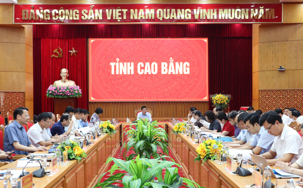 Các đại biểu dự hội nghị tại điểm cầu Cao Bằng